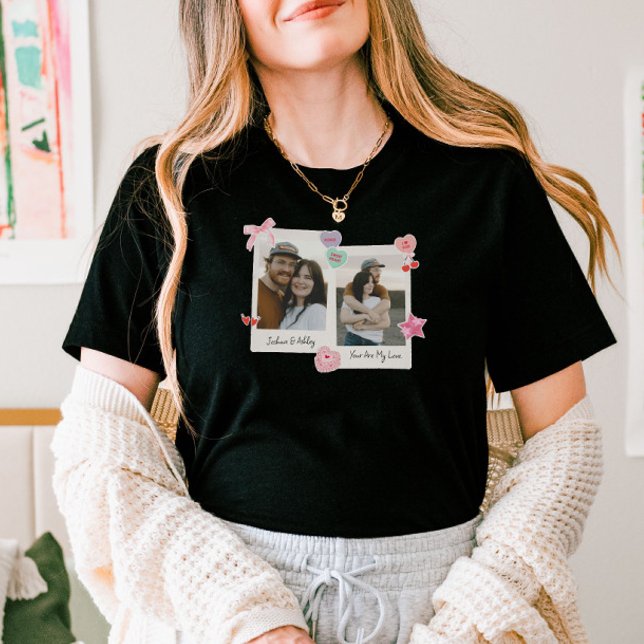 Camiseta Oferta de texto e fotos personalizadas do Casal em (Criador carregado)