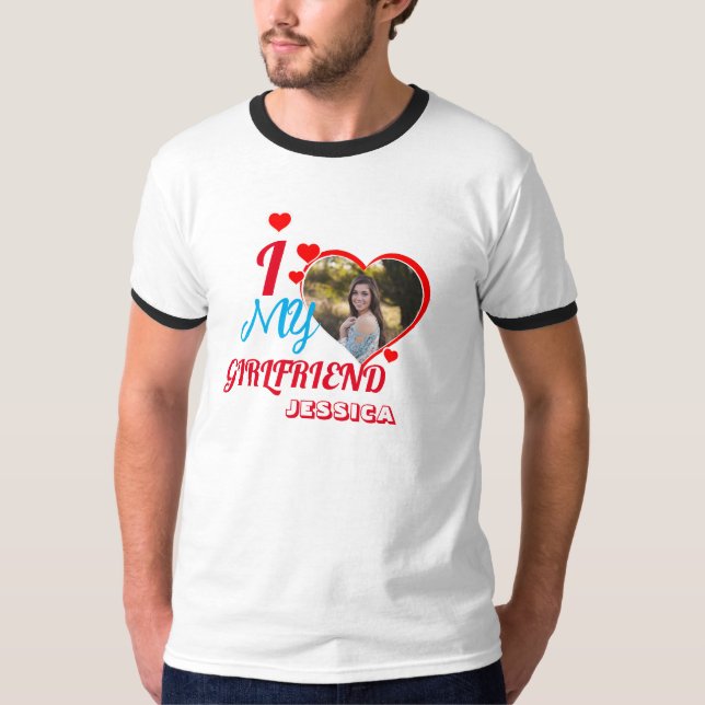 Camiseta Oferta personalizada de fotos: "Eu amo minha Namor (Frente)