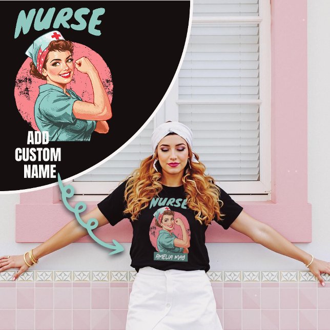 Camiseta Oferta Retroativa de Apreciação de Enfermeiro de N (Custom Name Nurse Vintage Personalized Retro Gift T-Shirt.)