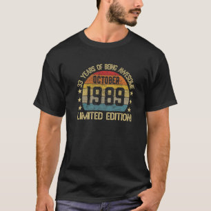 Camiseta Ofertas com 33 anos outubro de 1989 Edição limitad