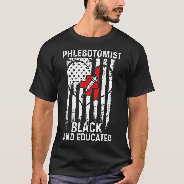 Camiseta Ofertas de Phlebotomist Aprendendo Phlebotomy Negr (Frente)