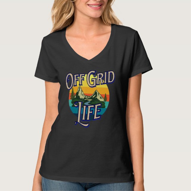 CAMISETA OFF GRID LIFE - MOUNTAINS STREAM FOREST (Frente)