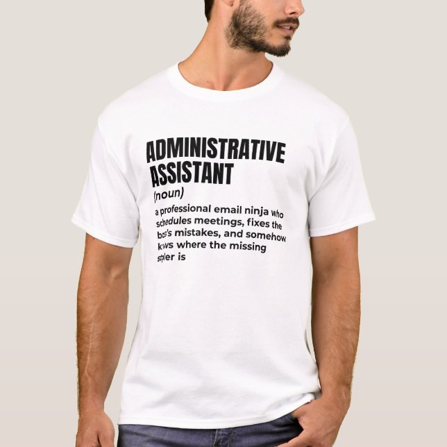 Camiseta Office Humor: Assistente Administrativo (Frente)