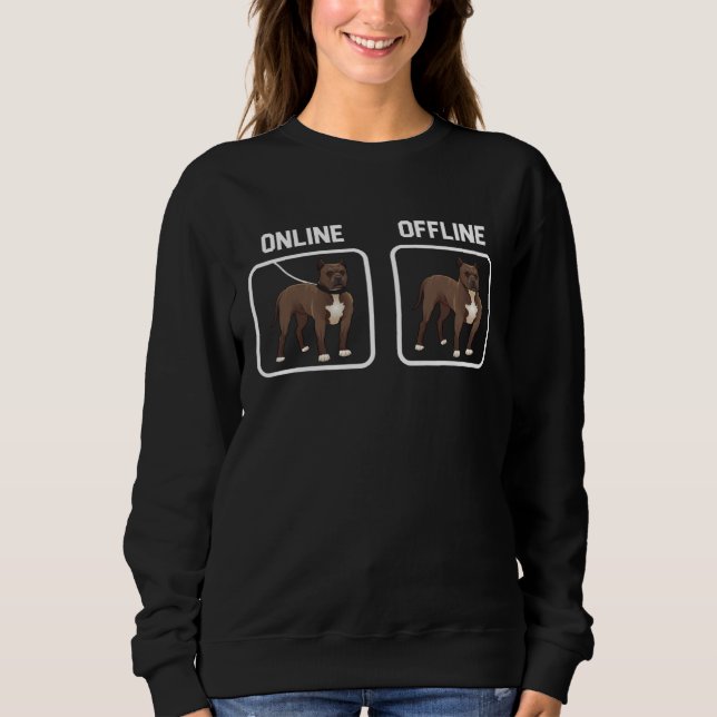 Camiseta Offline Pitbull Dog Breed Dog Owner Internet Compu (Frente)