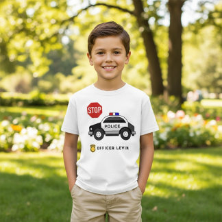 Camiseta Oficial de Polícia Carro Personalizado Nome de Ani