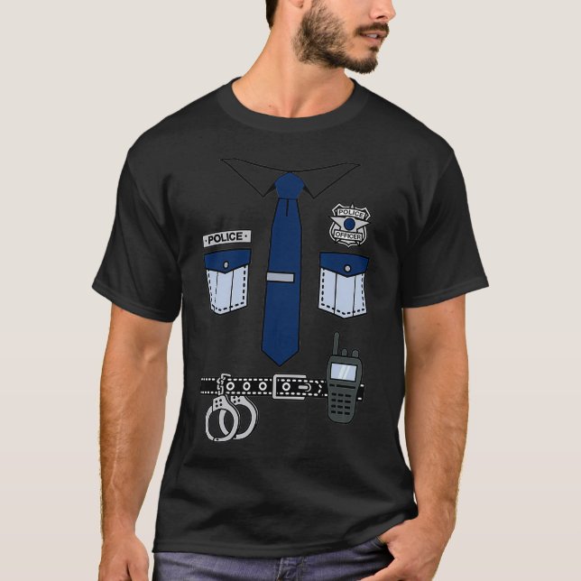 Camiseta Oficial de Polícia Costume para Crianças e Adultos (Frente)