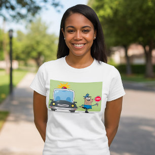 Camiseta Oficial de Polícia de Desenho Animado Segurando Pl