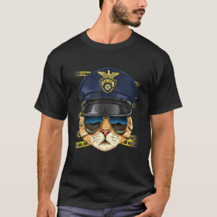 Camiseta Oficial de Polícia Gato DP Agente Cena do Crime De