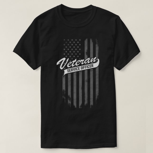 Camiseta Oficial de Serviço Veterano com bandeira dos EUA (Frente do Design)