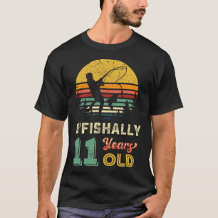 Camiseta Oficialmente 11 Anos de Idade Pescando Festa de An