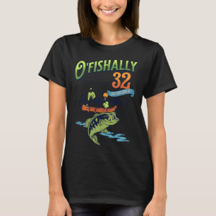 Camiseta Oficialmente 32 Anos Tema de Pesca Aniversário de 