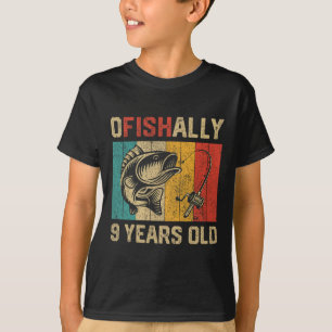 Camiseta Oficialmente 9 Anos de Idade Piada de Pescaria Ani