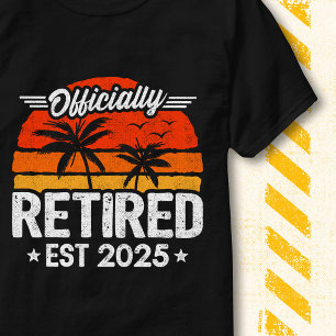 Camiseta Oficialmente Aposentado 2025 Retro Vintage Pôr do 