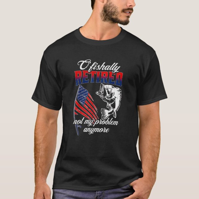 Camiseta Oficialmente Aposentado Com Cana De Pesca E Bandei (Frente)