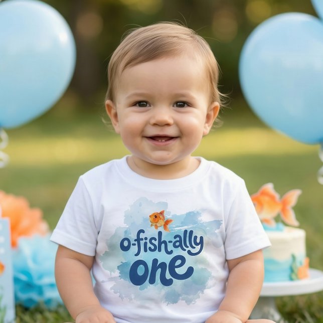 Camiseta Ofishally One Fishing Boy 1st Birthday (Criador carregado)