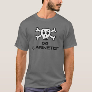 Camiseta OG Clarinetista Caveira E Design De Palavras De Os