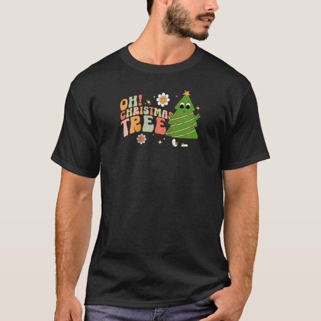 Camiseta Oh Árvore De Natal Festivo Gráfico Para Mulheres (Frente)