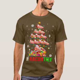 Camiseta Oh Bacon Tree Engraçado Luzes de Árvore Xmas Papai