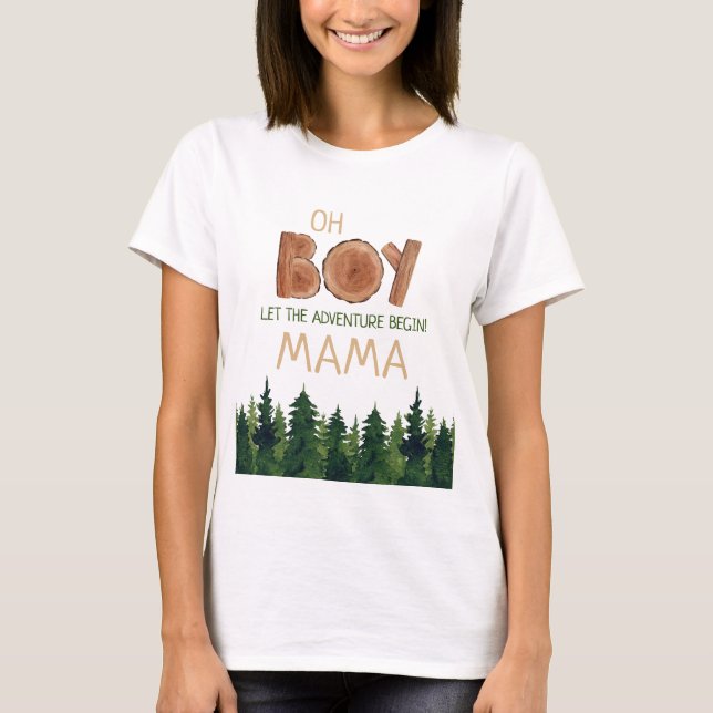 Camiseta Oh Boy Mama Woodland Chá de fraldas (Frente)