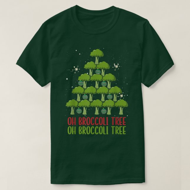 Camiseta Oh Broccoli Tree Vegetarian Xmas Vegan Merry Chris (Frente do Design)