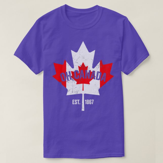 Camiseta Oh Canada Canadian Flag Maple Leaf Est  (Frente do Design)