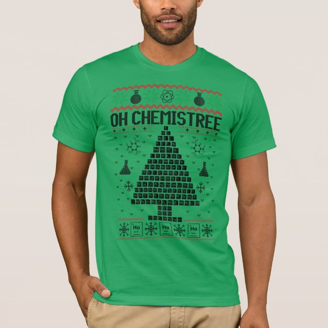 Camiseta "Oh Chemistree" Química Pun de Natal (Frente)