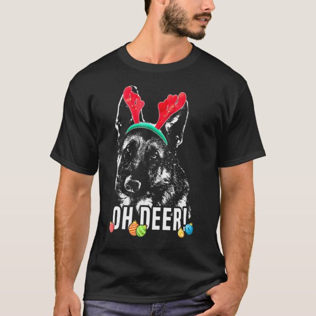 Camiseta Oh Deer German shepherd Xmas (Frente)