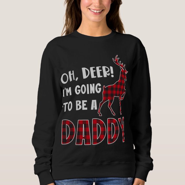 Camiseta Oh Deer I'm Going To Be a Daddy Plaid Reindeer Chr (Frente)