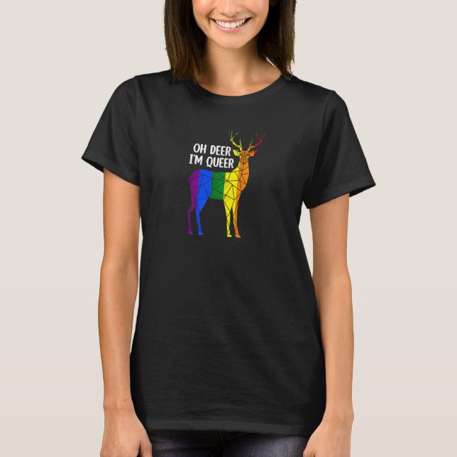 Camiseta Oh Deer I'm Queer Transgender Queer Lgbtq+ Love Eq (Frente)