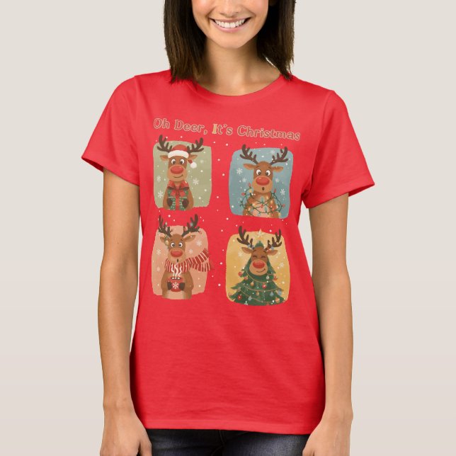 Camiseta Oh Deer It’s Christmas Funny Design (Frente)
