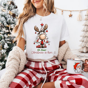 Camiseta Oh Deer Natal Está Aqui Renas Divertidas De Natal