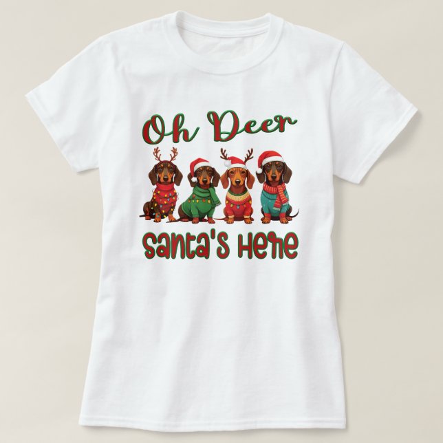 Camiseta Oh Deer, Papais noeis estão aqui: Diversão de Féri (Frente do Design)