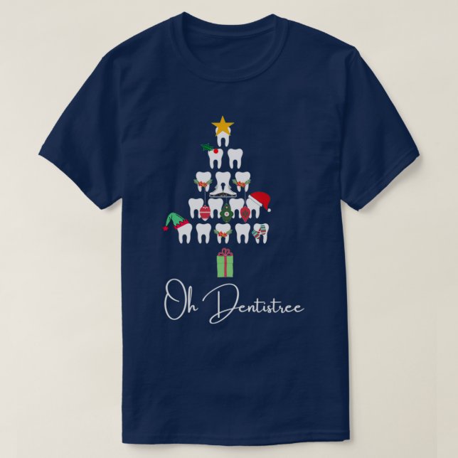Camiseta Oh Dentistree Natal humor dentário Dift Halloween (Frente do Design)