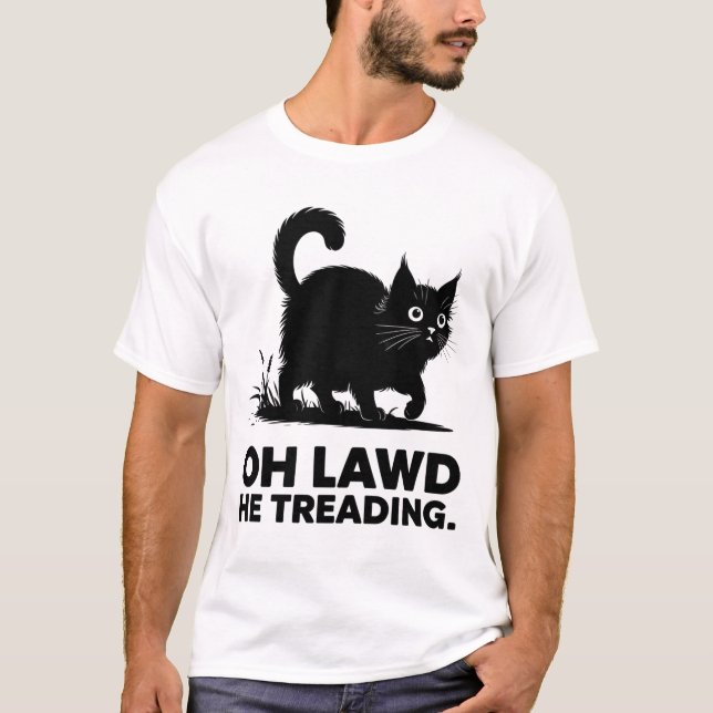 Camiseta Oh, Deus, Ele Está Enrolando Gato Engraçado Dizend (Frente)