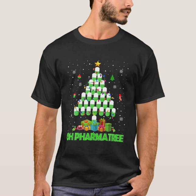 Camiseta Oh Farmácia de árvore de Natal Farmácia P (Frente)