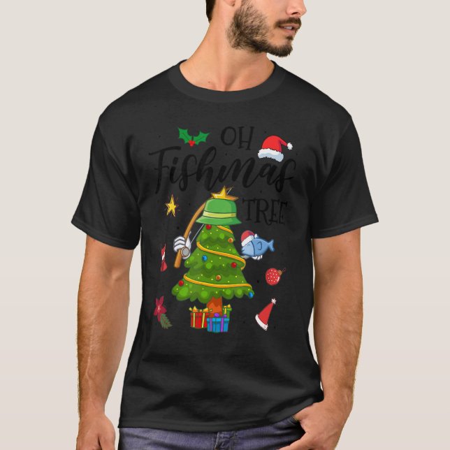 Camiseta Oh Fishmas Árvore Pesca Pescador Natal Xmas 2 (Frente)