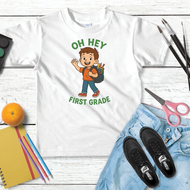 Camiseta oh hey primeira série de volta às aulas (Criador carregado)