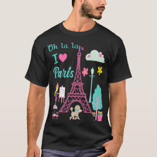Camiseta Oh la la eu amo Paris Torre Eiffel Tradicional Fra