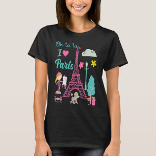Camiseta Oh la la eu amo Paris Torre Eiffel Tradicional Fra