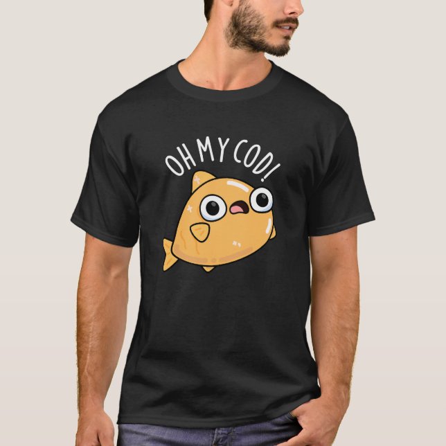Camiseta Oh My Cod Piada de Peixe Divertida Fundo Escuro (Frente)