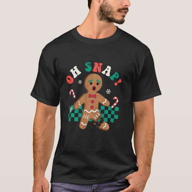 Camiseta Oh, Pão de Gingerência Homem Groovy Retro Natal Xm (Frente)