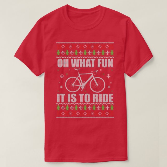 Camiseta Oh Que Divertido É Andar De Bike Suor De Natal Fei (Frente do Design)