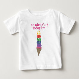 Camiseta Oh que divertido hoje é meu 1º aniversário sorvete
