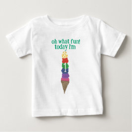 Camiseta Oh que divertido hoje é meu 1º aniversário sorvete