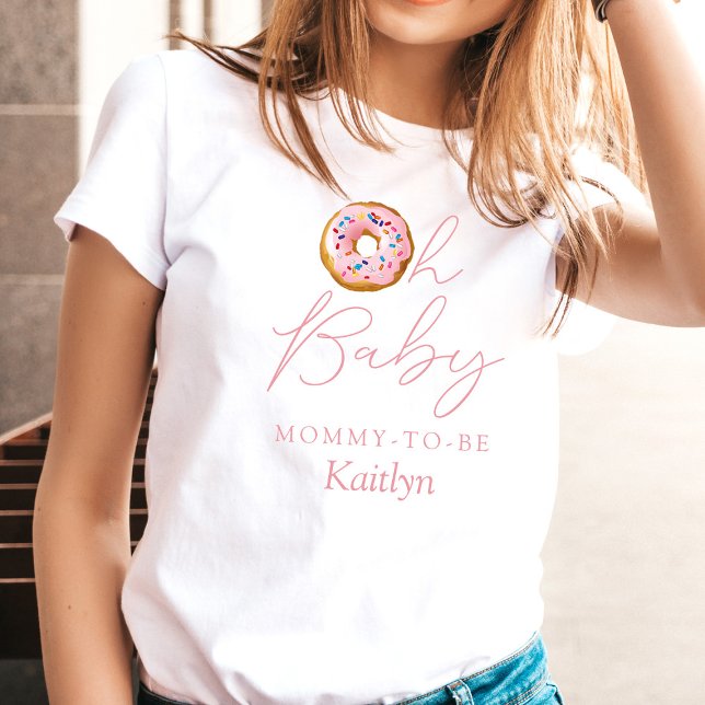 Camiseta Oh Rosquinha de Bebê, Chá de fraldas de Garotas (Criador carregado)