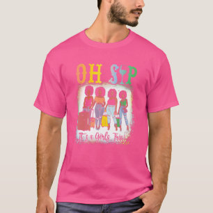 Camiseta Oh Sip É Uma Garota Viaja Festas De Vinho Negra