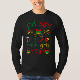 Camiseta Oh Sip É Uma Negra Menina Viajando Festas De Vinho