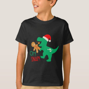 Camiseta Oh Snap Biscoito De Natal Dinossauro Papai Noel Na