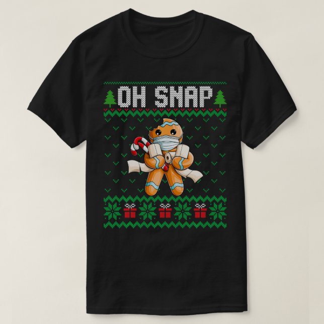 Camiseta Oh Snap Christmas  Funny Gingerbread Man Gift  (Frente do Design)