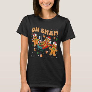 Camiseta Oh Snap Enfermeira de Pão de Mel Engraçado Natal